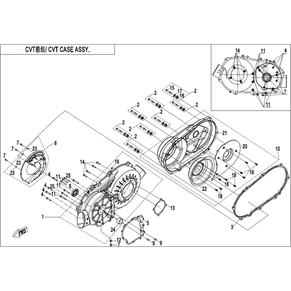 CVT CASE ASSY. (FOR CF600AU-3L&3S ONLY)