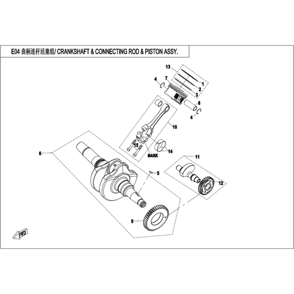 CRANKSHAFT & CONNECTING ROD & PISTON ASSY.