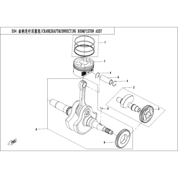 CRANKSHAFT、CONNECTING ROD、PISTON ASSY